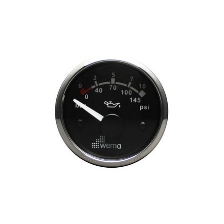 Analogowy Wskaźnik Ciśnienia Oleju WEMA 0-10 Bar Silverline 12/24V #WM-110676